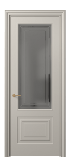 Дверь межкомнатная 8452 МСБЖ Серый сатин с гравировкой. Цвет Матовый светло-бежевый. Материал Гладкая эмаль. Коллекция Mascot. Картинка.