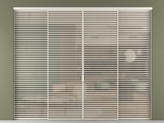 Алюминевая перегородка vn2+2_07 Бронза сатин триплекс БЕЛ. Цвет Алюминий Белый. Материал Алюминий. Коллекция Перегородка Formato внутри проёма 4 створки. Картинка.