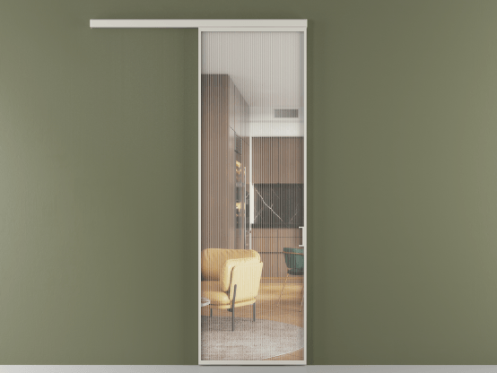 Алюминевая перегородка vd1_01_ Алюминий тёплый серый Moru. Цвет Алюминий тёплый серый. Материал Алюминий в эмали. Коллекция Перегородка Formato вдоль стены 1 створка. Картинка.