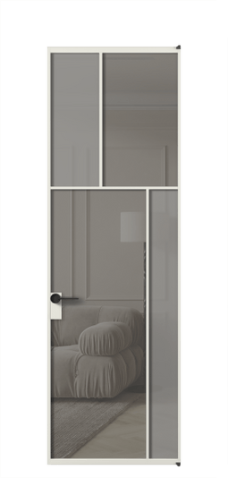 Дверь межкомнатная АЛПЛ041.23 АСР Серый сатин матовое + Серый прозрачное. Цвет Алюминий серый. Материал Алюминий в эмали. Коллекция Mosaic. Картинка.