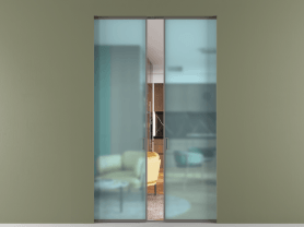 Алюминевая перегородка АЛПР 040.01 МКЛС САТ ГОЛ. Цвет Алюминий классический серый. Материал Алюминий в эмали. Коллекция Перегородка Formato скрытый пенал 2 створки. Картинка.