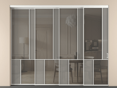 Перегородка Мозаик внутри проёма 4 створки с синхронным механизмом