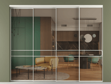 Перегородка Формато внутри проёма 4 створки с синхронным механизмом