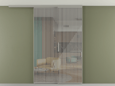 Перегородка Формато вдоль стены на потолок 2 створки с синхронным механизмом