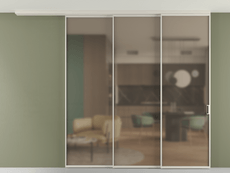 Перегородка Формато вдоль стены на потолок 3 створки с синхронным механизмом