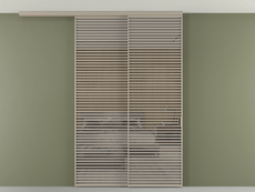 Перегородка Формато вдоль стены на потолок 2 створки с синхронным механизмом