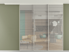 Перегородка Формато вдоль стены на потолок 3 створки с синхронным механизмом