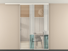 Перегородка Мозаик вдоль стены на потолок 2 створки с синхронным механизмом