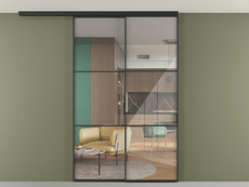 Перегородка Формато вдоль стены на потолок 2 створки с синхронным механизмом