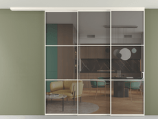 Перегородка Формато вдоль стены на потолок 3 створки с синхронным механизмом