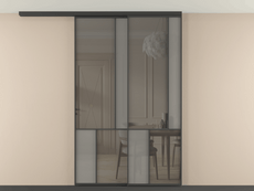 Перегородка Мозаик вдоль стены на потолок 2 створки с синхронным механизмом