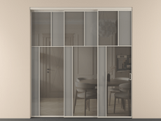 Перегородка Mosaic внутри проёма 3 створки с синхронным механизмом