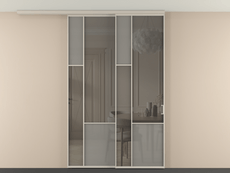 Перегородка Mosaic вдоль стены на потолок 2 створки с синхронным механизмом