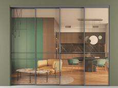 Перегородка Formato внутри проёма 4 створки с синхронным механизмом