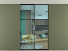 Перегородка Formato внутри проёма скрытое крепление в потолок 2 створки