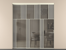 Перегородка Мозаик внутри проёма 3 створки с синхронным механизмом