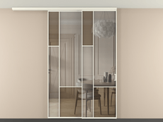 Перегородка Mosaic вдоль стены на потолок 2 створки с синхронным механизмом