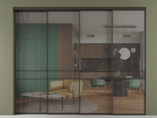 Перегородка Формато внутри проёма 4 створки с синхронным механизмом