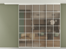 Перегородка Формато вдоль стены на потолок 3 створки с синхронным механизмом