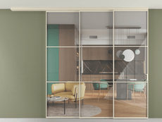 Перегородка Формато вдоль стены на потолок 3 створки с синхронным механизмом