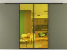 Перегородка Formato вдоль стены на потолок 2 створки