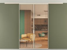 Перегородка Formato вдоль стены на потолок двустворчатая