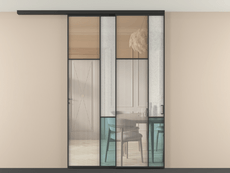 Перегородка Мозаик вдоль стены на потолок 2 створки с синхронным механизмом