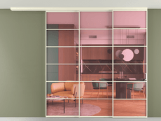 Перегородка Формато вдоль стены на потолок 3 створки с синхронным механизмом