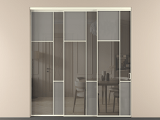 Перегородка Мозаик внутри проёма 3 створки с синхронным механизмом