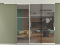 Перегородка Формато вдоль стены на потолок 3 створки с синхронным механизмом