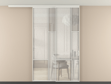 Перегородка Мозаик вдоль стены на потолок 2 створки с синхронным механизмом