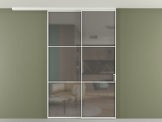 Перегородка Формато вдоль стены на потолок 2 створки с синхронным механизмом