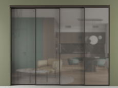 Перегородка Формато внутри проёма 4 створки с синхронным механизмом