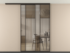 Перегородка Mosaic вдоль стены на потолок 2 створки с синхронным механизмом