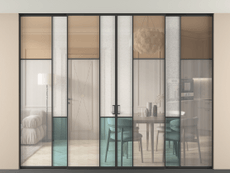 Перегородка Мозаик внутри проёма скрытое крепление в потолок 4 створки