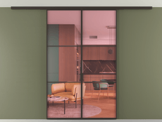 Перегородка Formato вдоль стены на потолок 2 створки