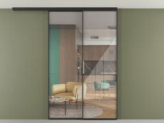 Перегородка Formato вдоль стены на потолок 2 створки с синхронным механизмом