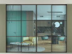 Перегородка Formato внутри проёма скрытое крепление в потолок 4 створки