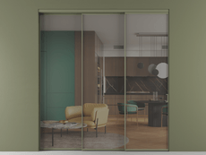 Перегородка Formato внутри проёма 3 створки с синхронным механизмом