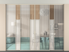 Перегородка Mosaic внутри проёма четырёхстворчатая со скрытым креплением в потолок