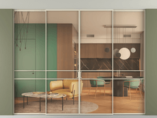 Перегородка Formato внутри проёма четырёхстворчатая со скрытым креплением в потолок