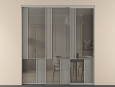 Перегородка Mosaic внутри проёма 3 створки с синхронным механизмом