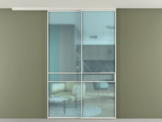 Перегородка Формато вдоль стены на потолок 2 створки с синхронным механизмом