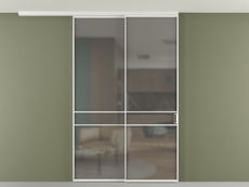 Перегородка Formato вдоль стены на потолок 2 створки с синхронным механизмом