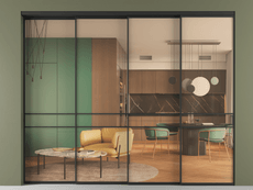 Перегородка Formato внутри проёма 4 створки с синхронным механизмом