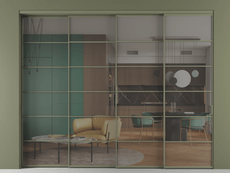 Перегородка Формато внутри проёма 4 створки с синхронным механизмом