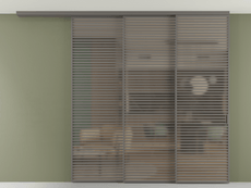 Перегородка Формато вдоль стены на потолок 3 створки с синхронным механизмом