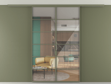 Перегородка Формато вдоль стены на потолок 2 створки