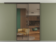 Перегородка Formato вдоль стены на потолок 2 створки с синхронным механизмом