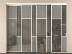 Перегородка Мозаик внутри проёма 4 створки с синхронным механизмом